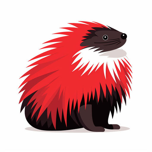Minimalist porcupine clipart on a white background