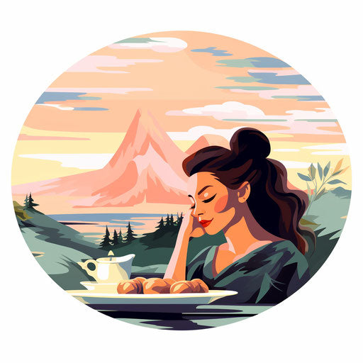 Self care illustration in the style of Impressionistic Art, on white background