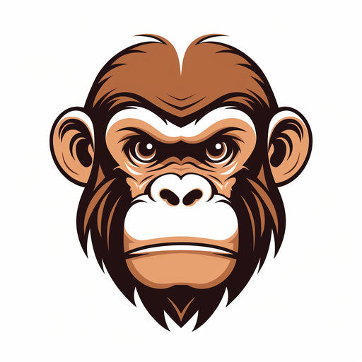 Minimalist monkey face clipart on white background