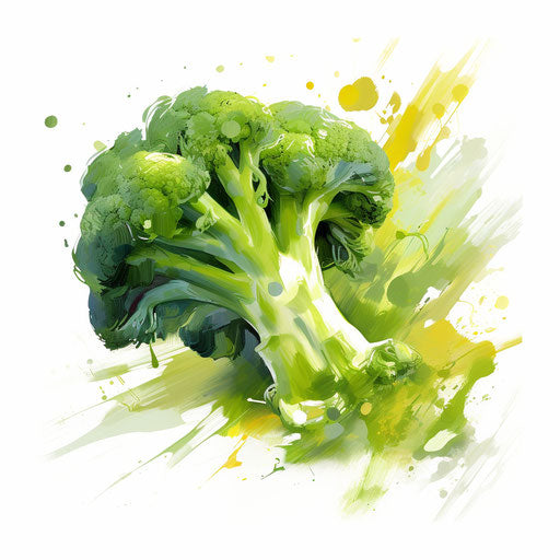 Impressionistic Broccoli Clipart on White Background