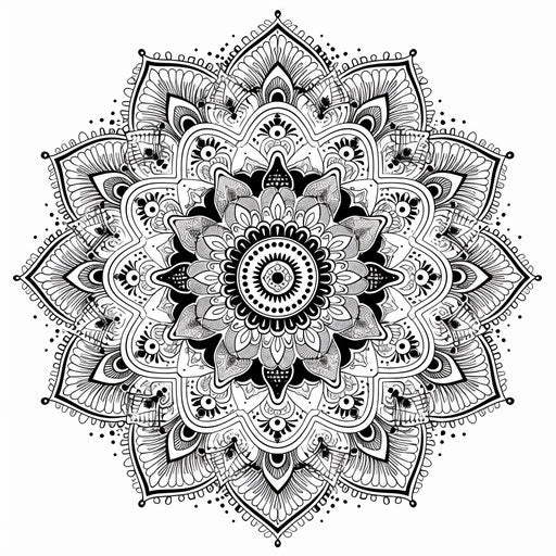 Intricate mandala patterns on pristine white canvas