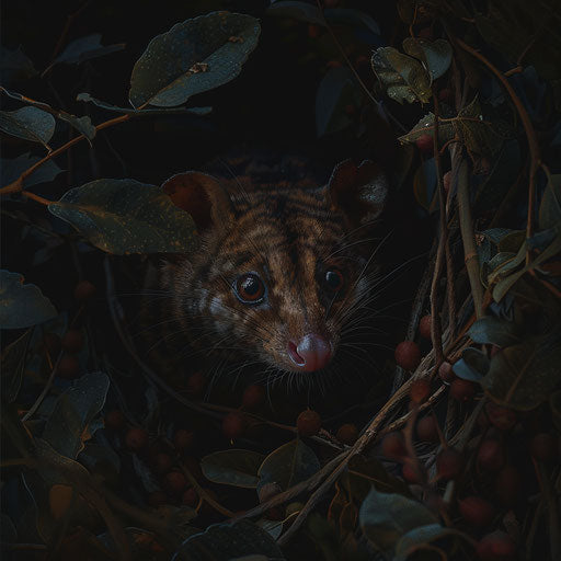 Mysterious presence in forest underbrush at twilight