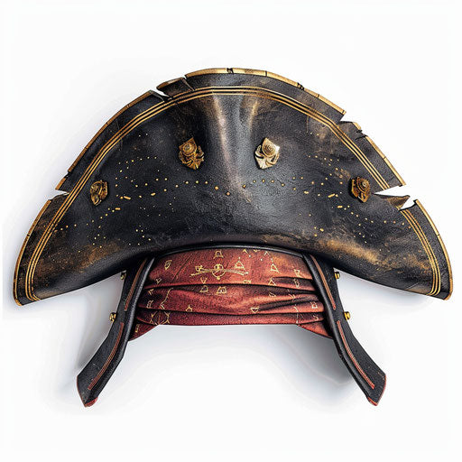 Realistic pirate hat clipart on flat white background