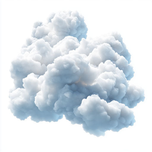 Realistic 3D cloud on flat white background