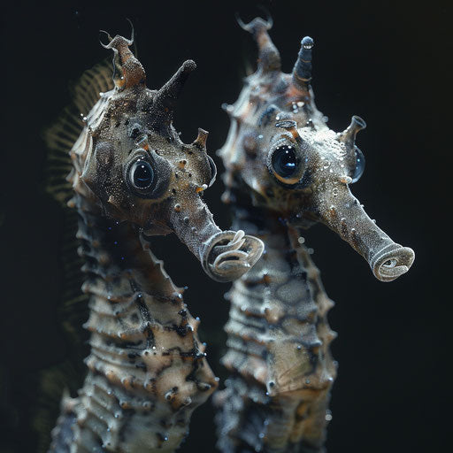 Seahorses with an inquisitive look, detailed and sharp