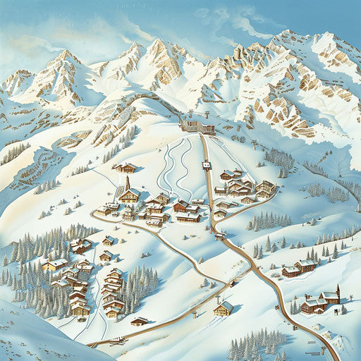 Ski resort map in portrait orientation