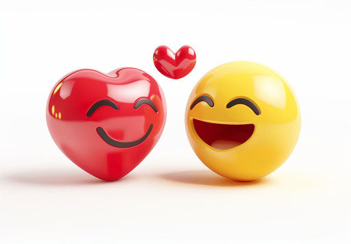 Smiling heart and smiley in love in cartoon style