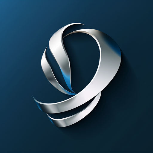 Elegant logo design in silver and blue with gradient