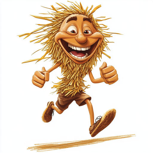 Eclectic Straw Caricature Clipart for Home Office Decor