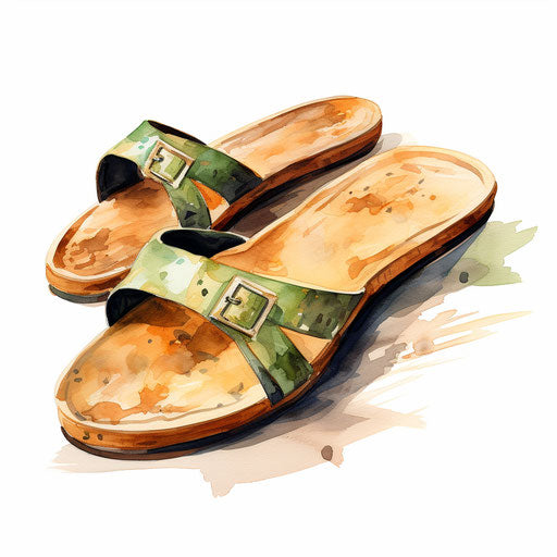 Slippers clipart in the style of Oil painting