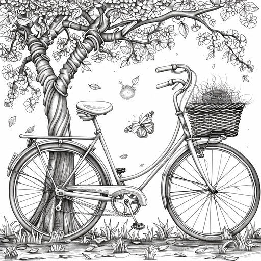 Bicycle with bird's nest in the basket