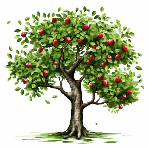 Apple tree illustration in the style of Chiaroscuro Art