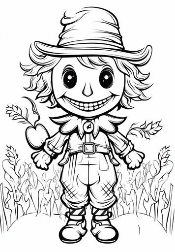 Children's scarecrow coloring page