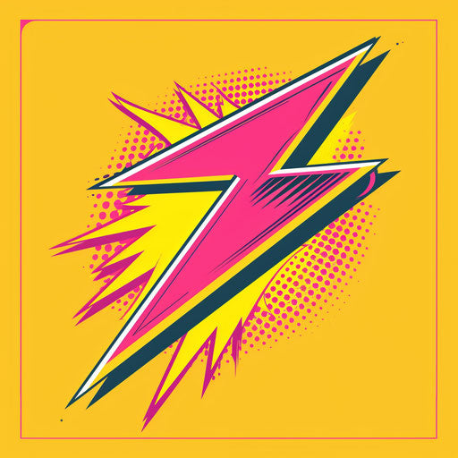 Pop art tattoo sketch of a bright pink and yellow thunderbolt