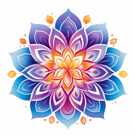 Blue Purple Lotus Flower Print Vector Illustration