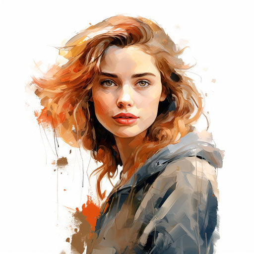 Animated clipart in the style of oil painting, on white background