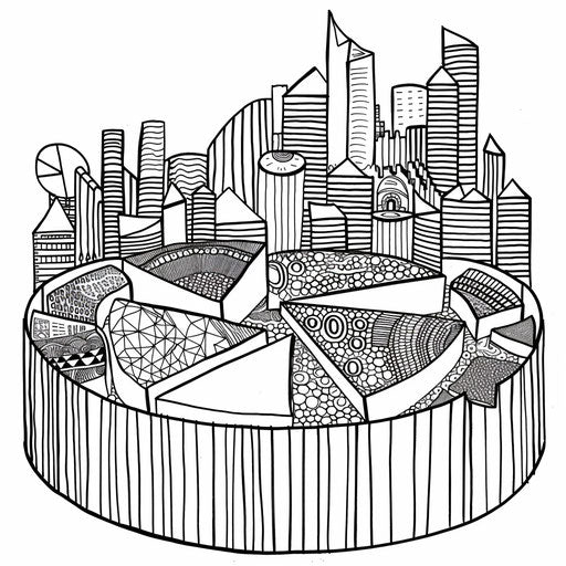 Coloring fun with pie charts and bar graphs. Coloring book page
