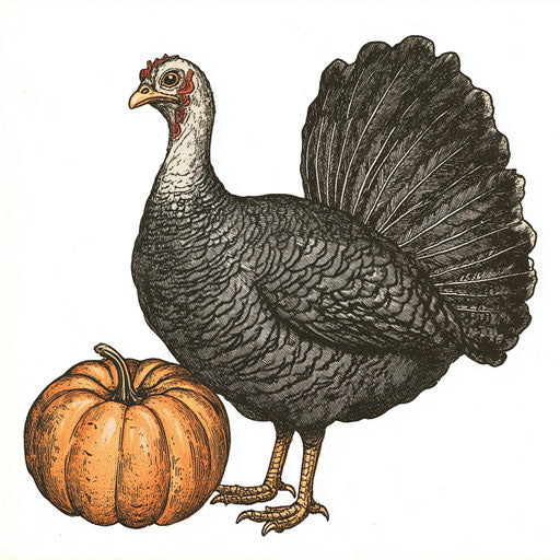 Vintage turkey with pumpkin
