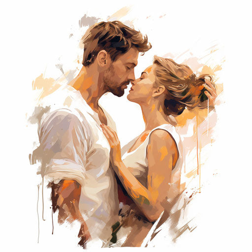 Couple in vector png in the style of Impressionistic Art, on a white background