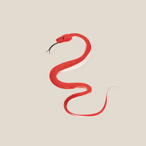 Simple flat tattoo sketch of a red snake with a single stripe