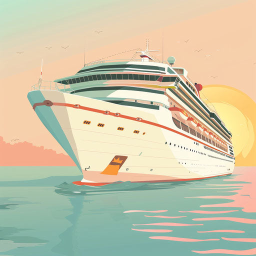 Cruise ship with random flat background and vintage filters