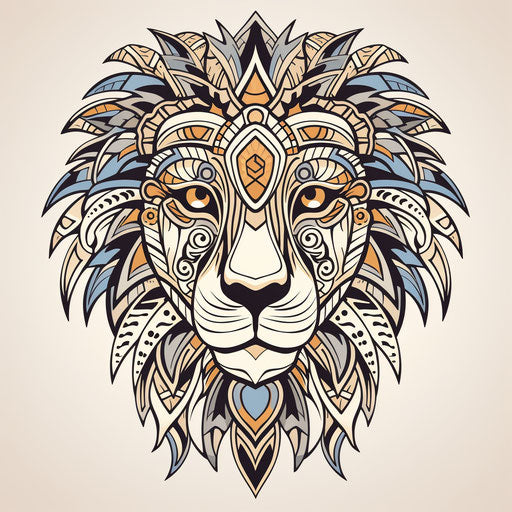 Indian lion face tribal tattoo eyre concept