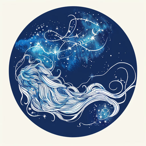 Aquarius constellation with flowing water lines