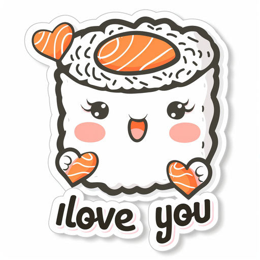 Delicious salmon sushi in a cute style