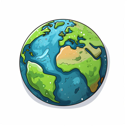 Earth cartoon in Minimalist style, on white background