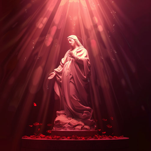 Realistic Catholic art on rich burgundy background