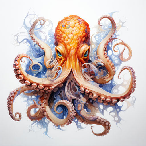 Colorful octopus in watercolor fauna style