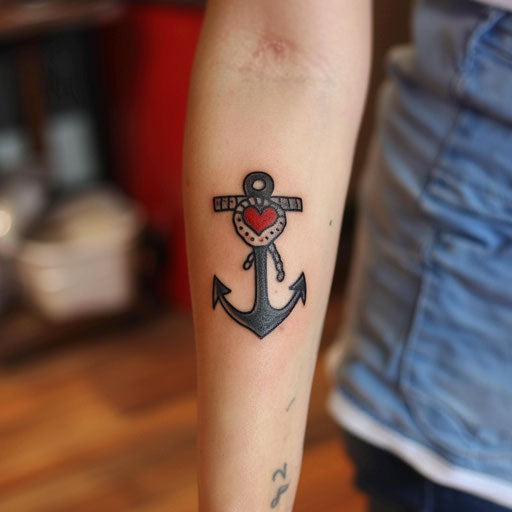 Small meaningful anchor and heart tattoos