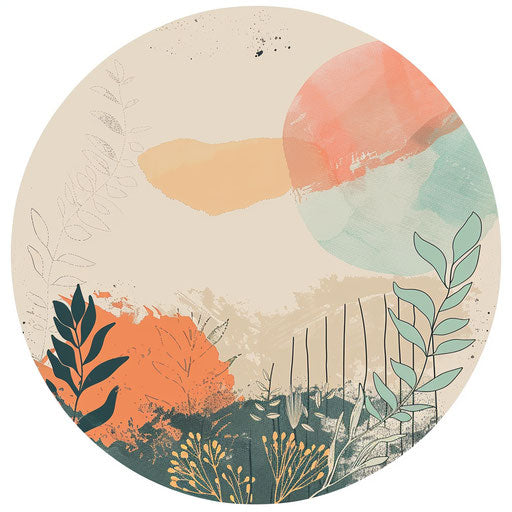 Round clipart in photo realistic style with random background