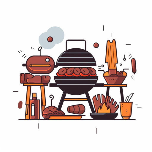 Barbecue graphic in Minimalist style, on white background