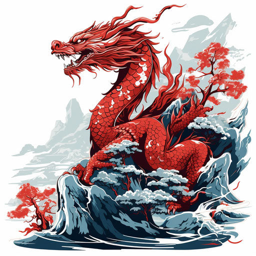 Red red Chinese dragon, vector SVG free download