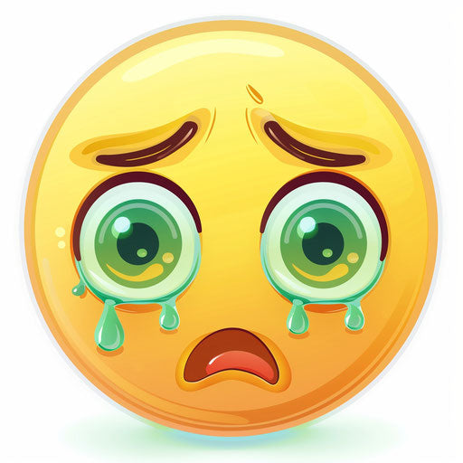 Round yellow face with tears and green liquid, emoji style