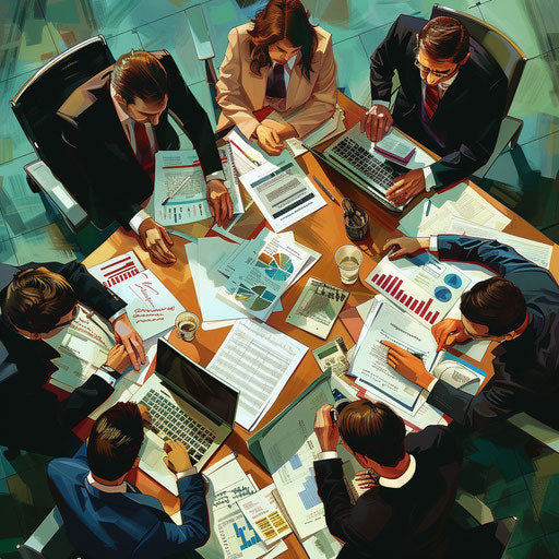 Finance images: intense financial crisis management team