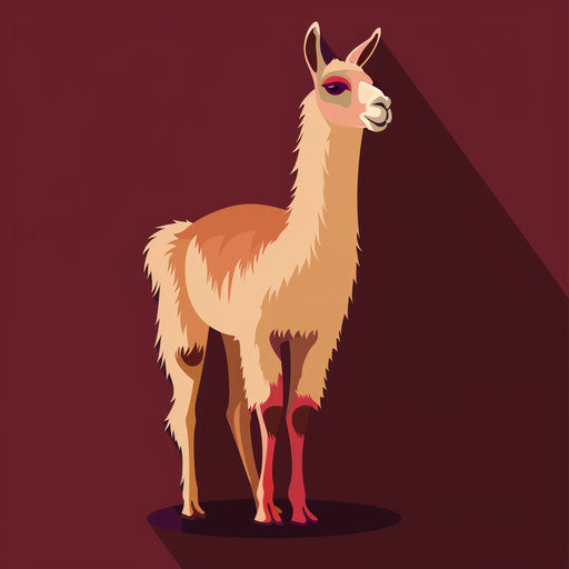 Maroon flat background with Lama clipart, dynamic shadows