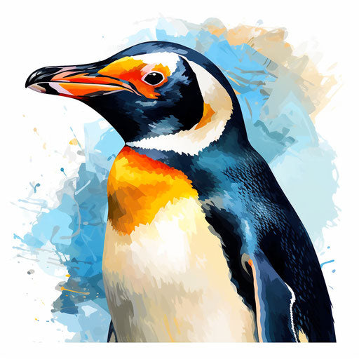 Penguin sketch in the style of Oil painting, on white background
