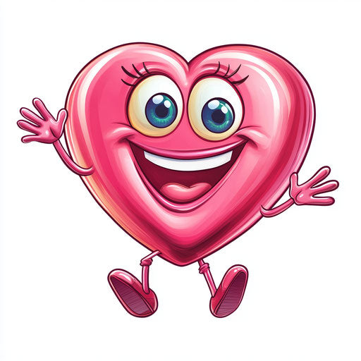 Innovative Pink Heart Caricature Clipart for Event Decorations