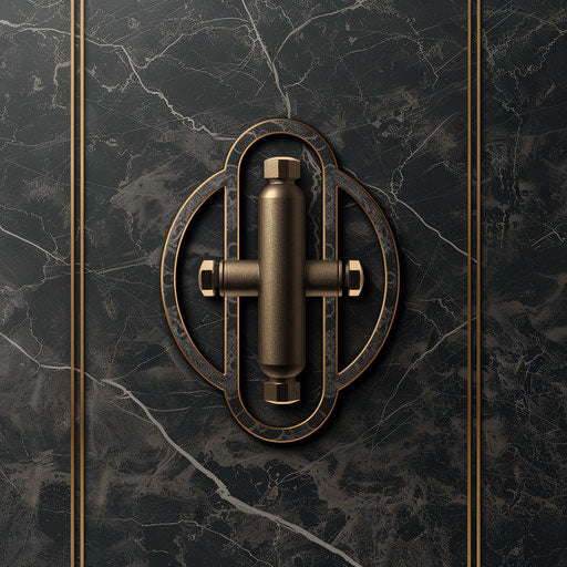 Sophisticated plumbing logo with muted palette and textured background