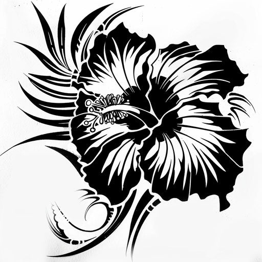 Tribal hibiscus tattoo on white background