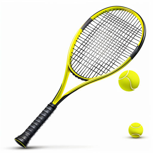 Realistic tennis clipart with flat white background and vivid colors