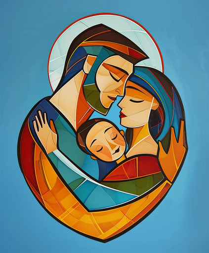 Couples hugging a man and woman on blue background