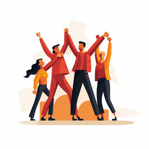 Minimalist teamwork illustration on white background