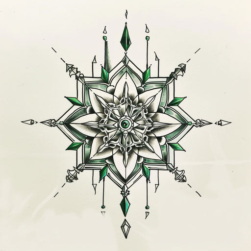Art deco inspired snowflake tattoo sketch