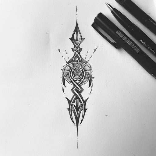 Minimalist Tattoo Design: Neo Tribal Band with Intricate Knotwork