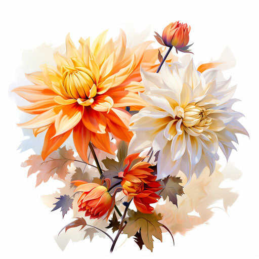 Flower clipart in png in the style of oil painting, on a white background