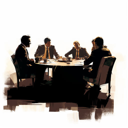 Meeting clipart in the style of Chiaroscuro Art, on white background