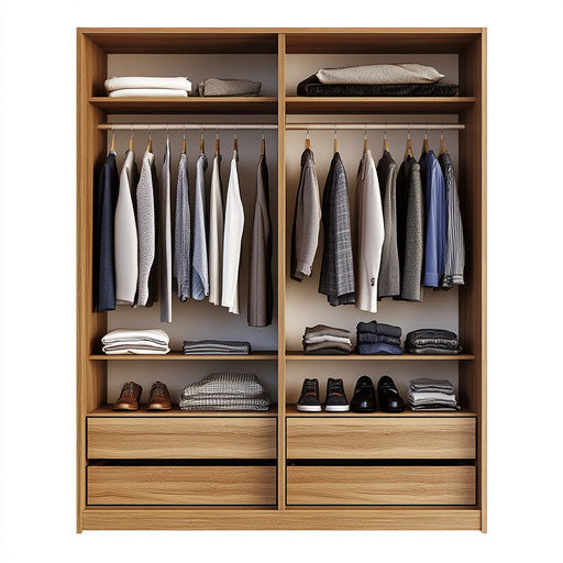 3D Wardrobe Closet on white background, realistic style, isolated clipart